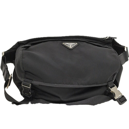Prada Shoulder Bag Triangle Plate Nylon Black
