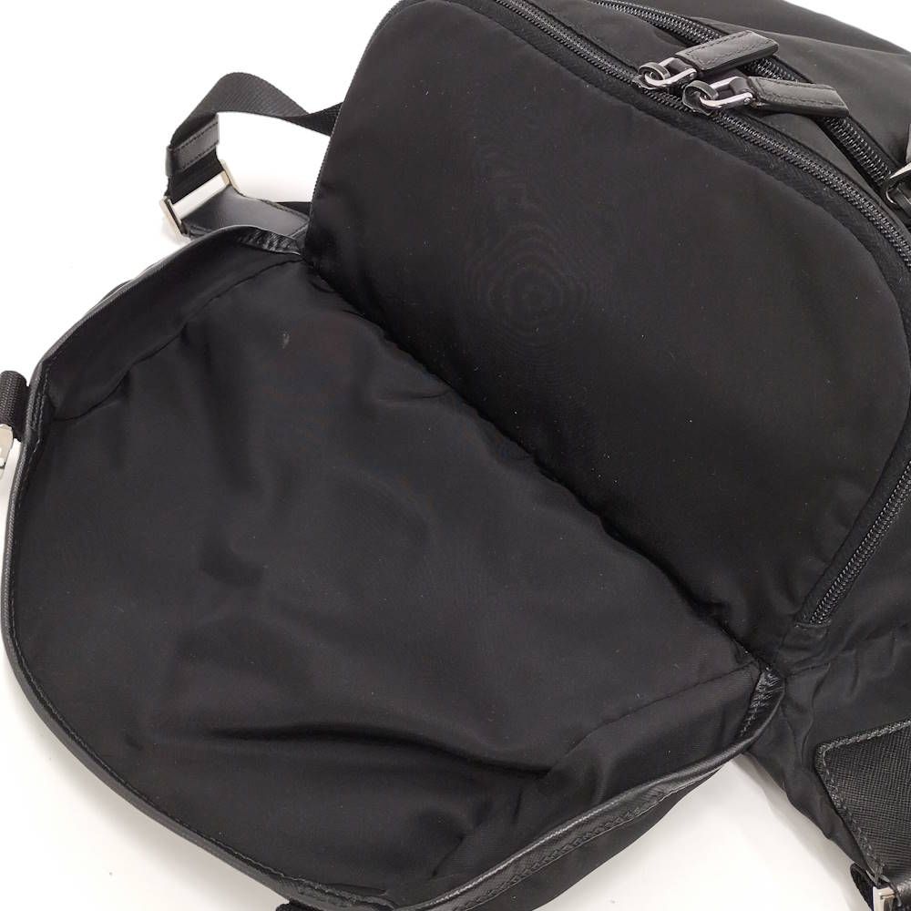 Prada Shoulder Bag Triangle Plate Nylon Black — view 8
