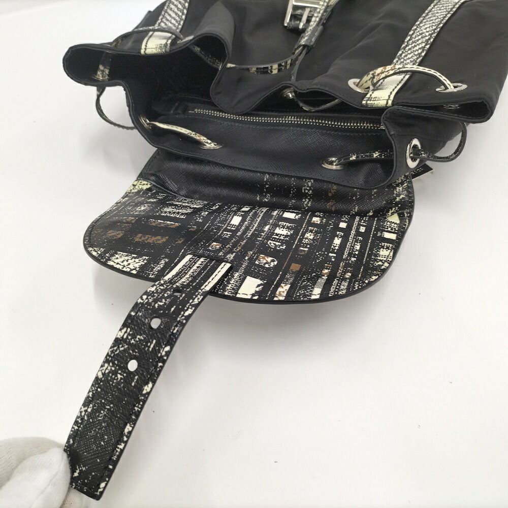 Prada Tessuto Backpack Check Nylon Black — view 8