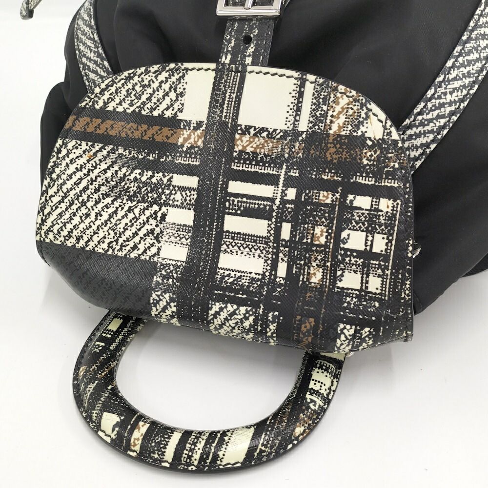 Prada Tessuto Backpack Check Nylon Black — view 7