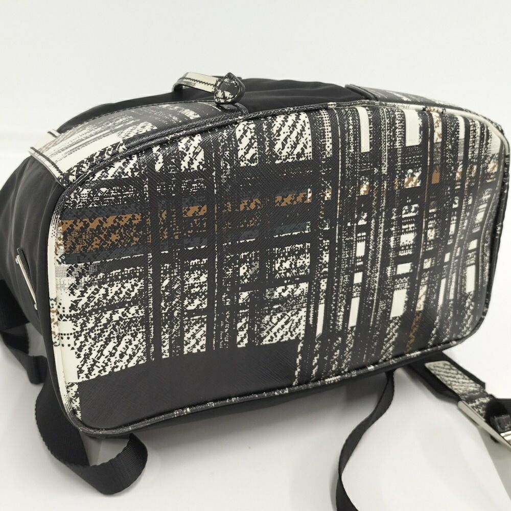 Prada Tessuto Backpack Check Nylon Black — view 4