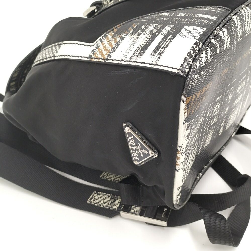 Prada Tessuto Backpack Check Nylon Black — view 5