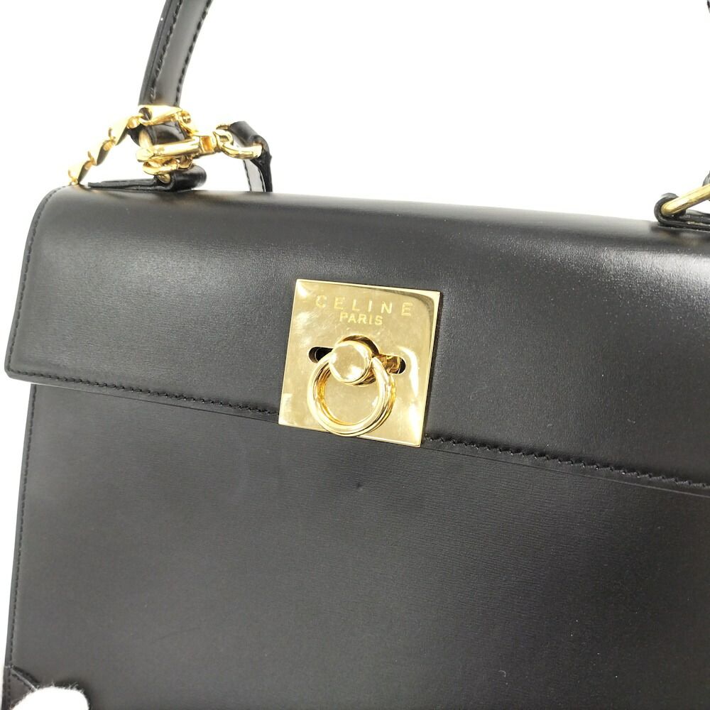 Celine Logo Ring Bag Leather Black — view 7