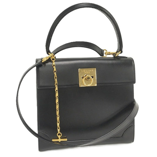 Celine Logo Ring Bag Leather Black