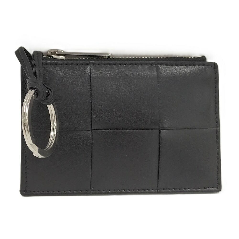 Bottega Veneta Coin Case Maxi Intrecciato Leather Black