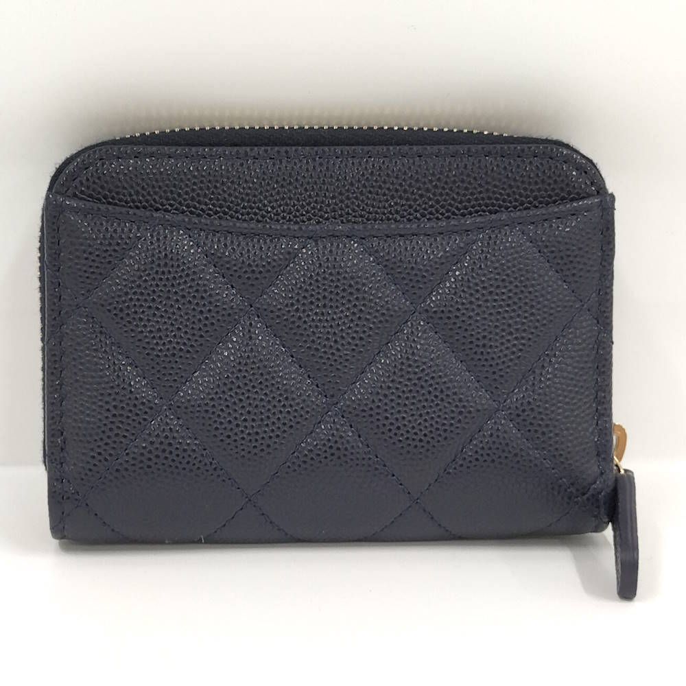 Chanel Zip Around Coin Case Caviar Leather CC Logo Navy — view 2