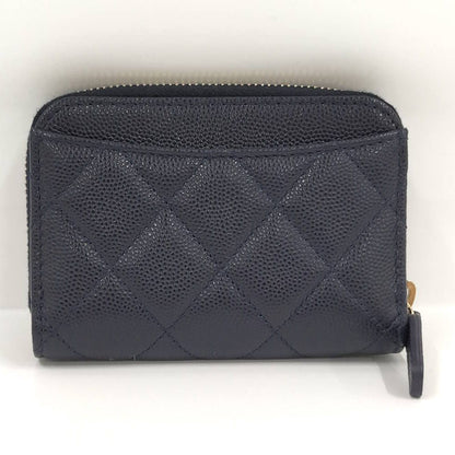 Chanel Zip Around Coin Case Caviar Leather CC Logo Navy — view 2