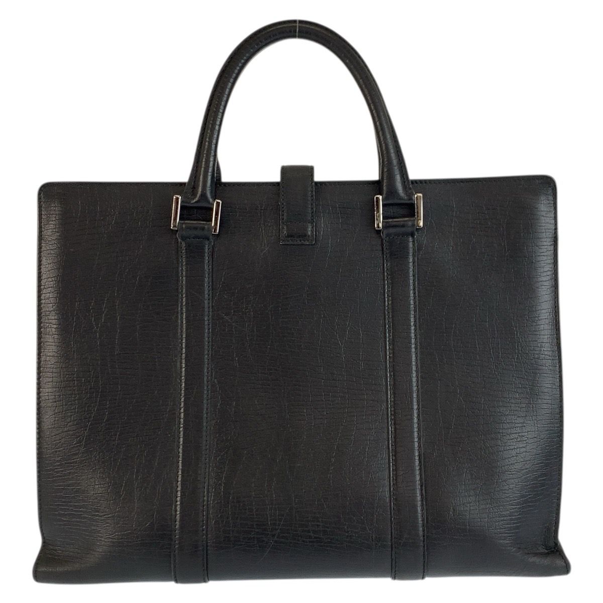 Gucci Black Silver Leather Business Briefcase — view 2
