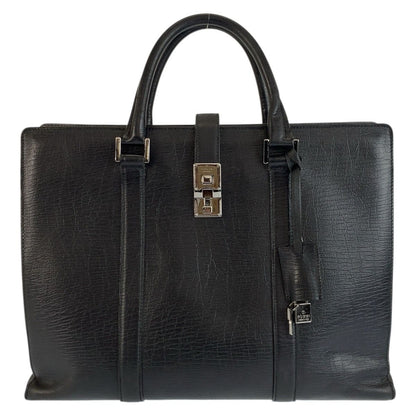 Gucci Black Silver Leather Business Briefcase