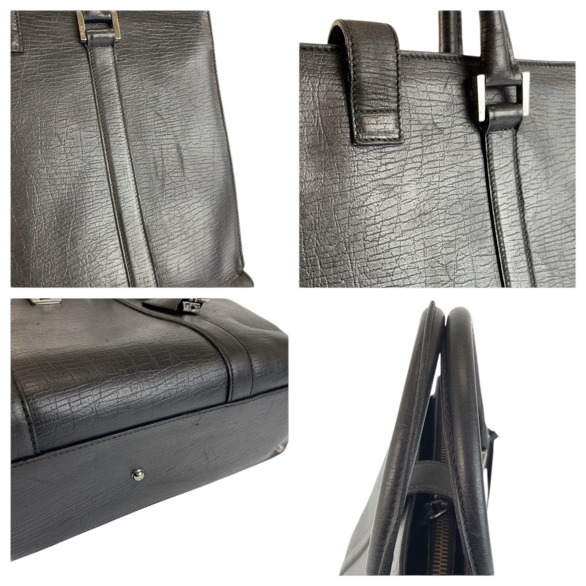 Gucci Black Silver Leather Business Briefcase — view 5