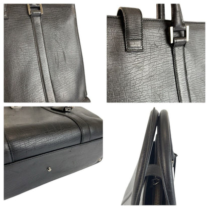 Gucci Black Silver Leather Business Briefcase — view 5