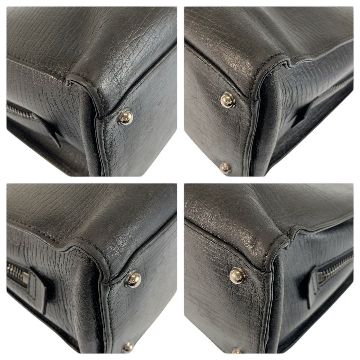 Gucci Black Silver Leather Business Briefcase — view 4
