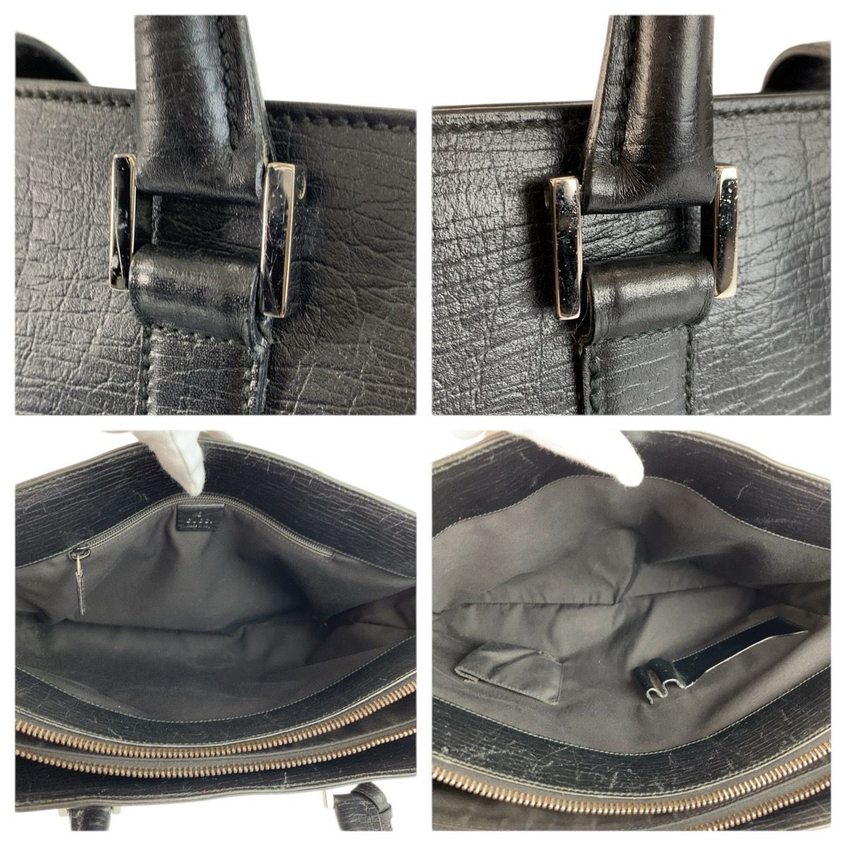 Gucci Black Silver Leather Business Briefcase — view 6