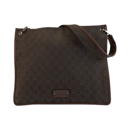 Gucci Brown Silver GG Canvas Shoulder Bag Pochette