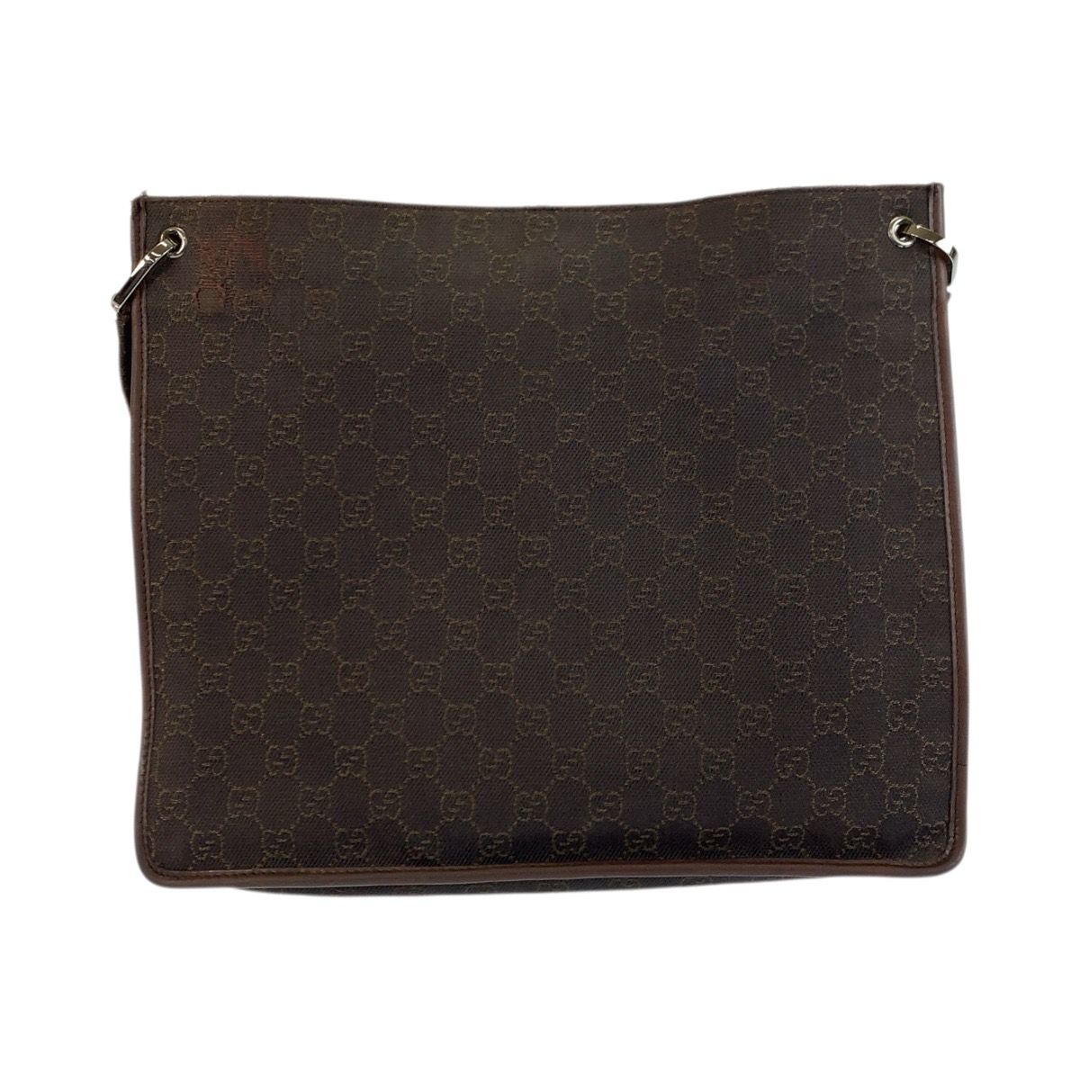Gucci Brown Silver GG Canvas Shoulder Bag Pochette — view 2