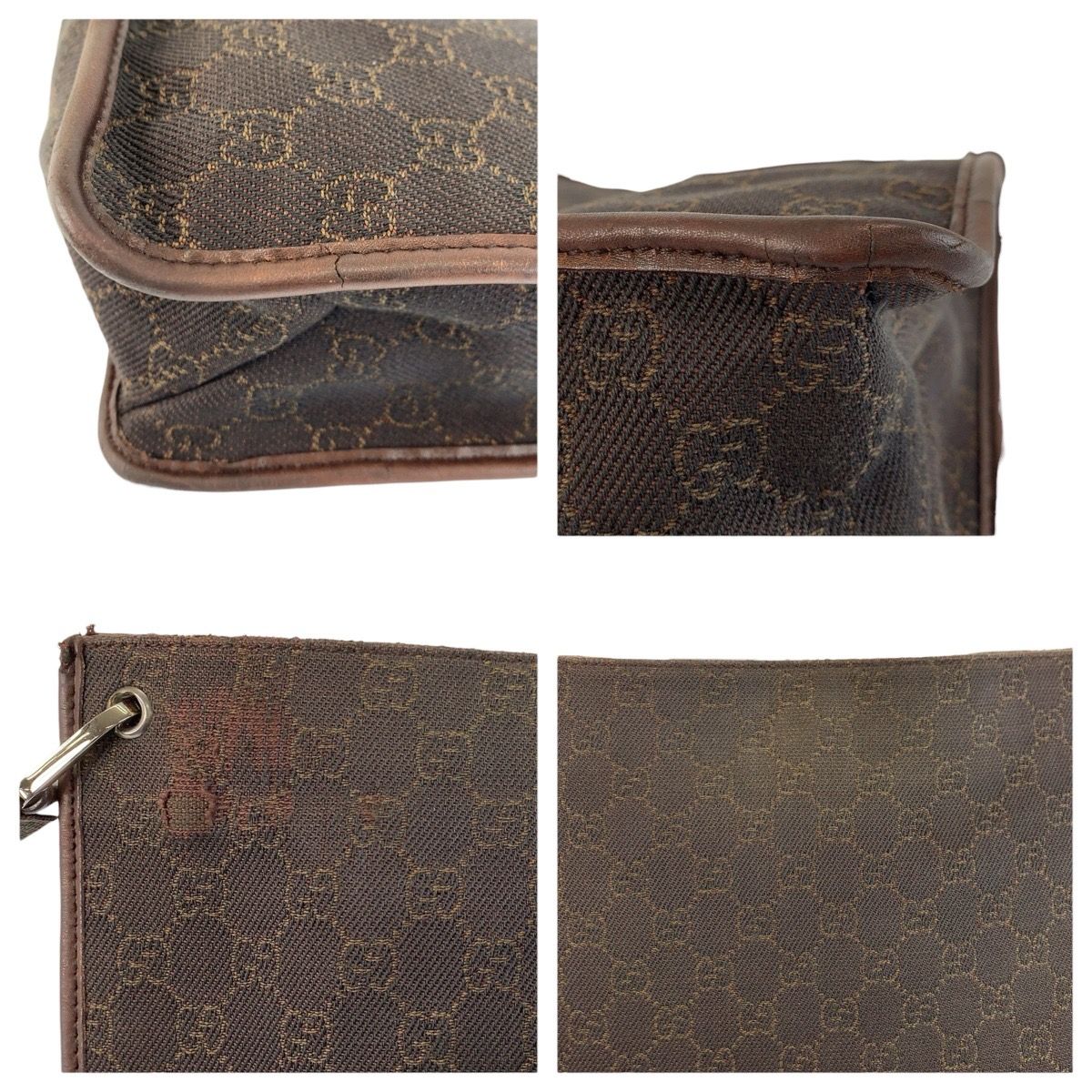 Gucci Brown Silver GG Canvas Shoulder Bag Pochette — view 6