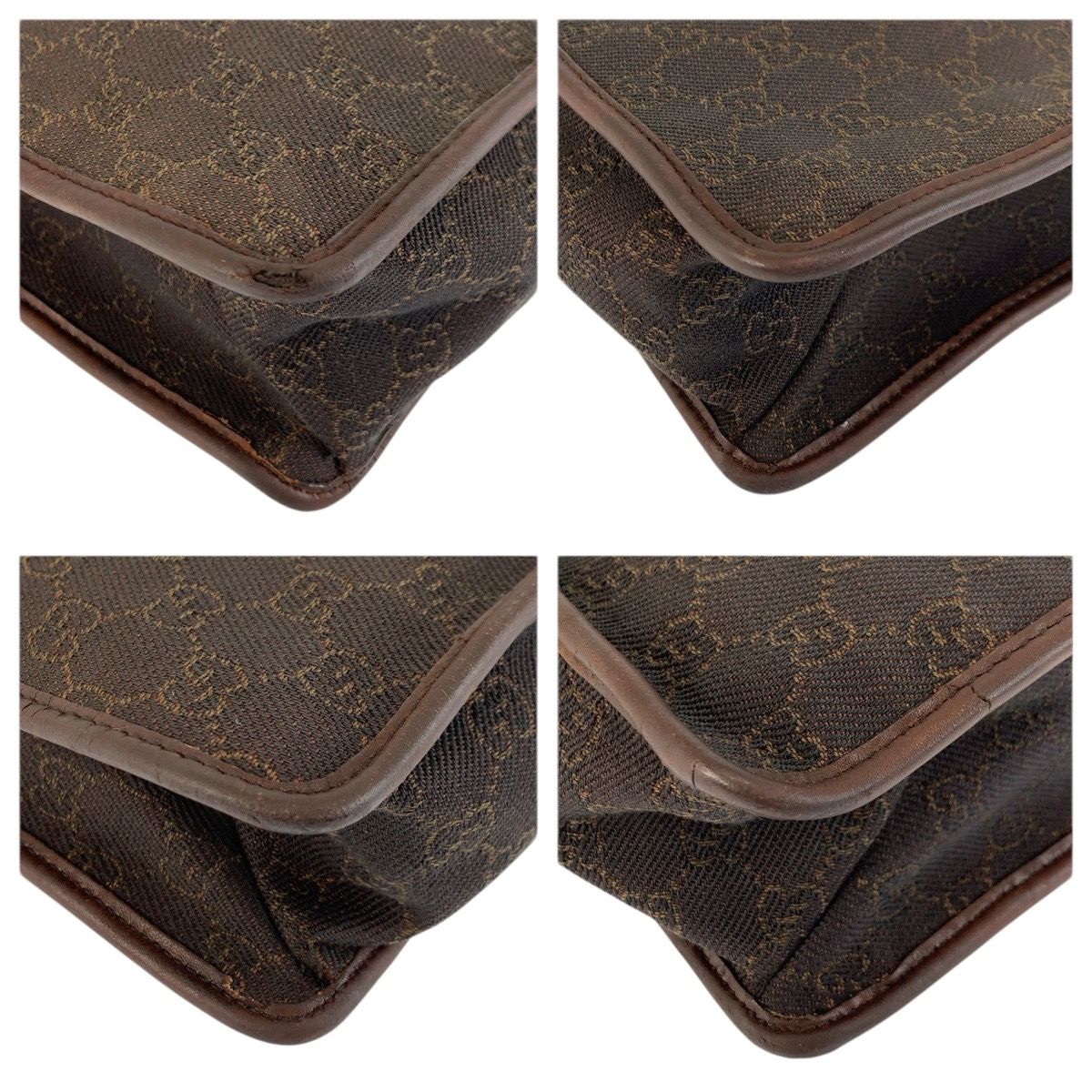 Gucci Brown Silver GG Canvas Shoulder Bag Pochette — view 4