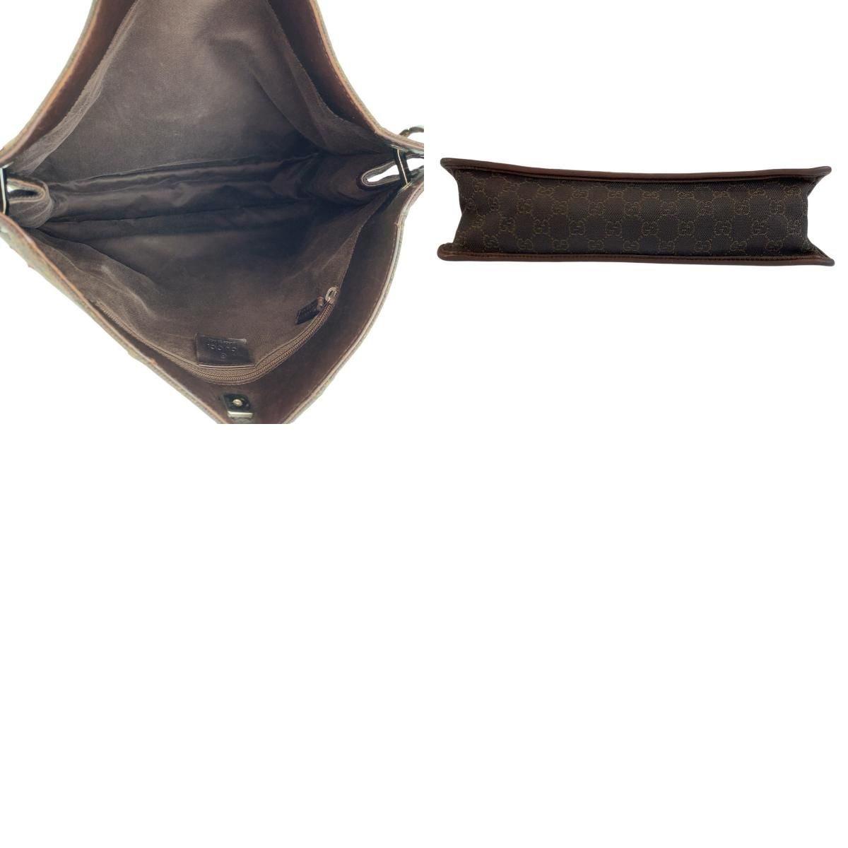 Gucci Brown Silver GG Canvas Shoulder Bag Pochette — view 9