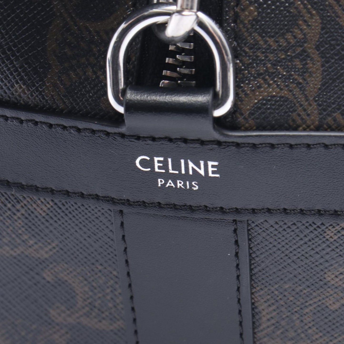 Celine Shoulder Bag Triomphe Black Canvas Leather — view 4