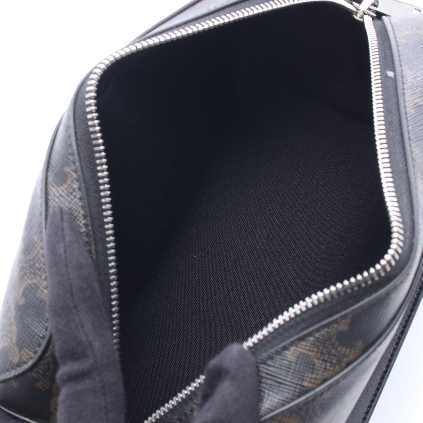 Celine Shoulder Bag Triomphe Black Canvas Leather — view 3