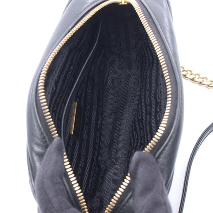 Prada Shoulder Bag Nappa Gaufre Black Leather Full Chain — view 3