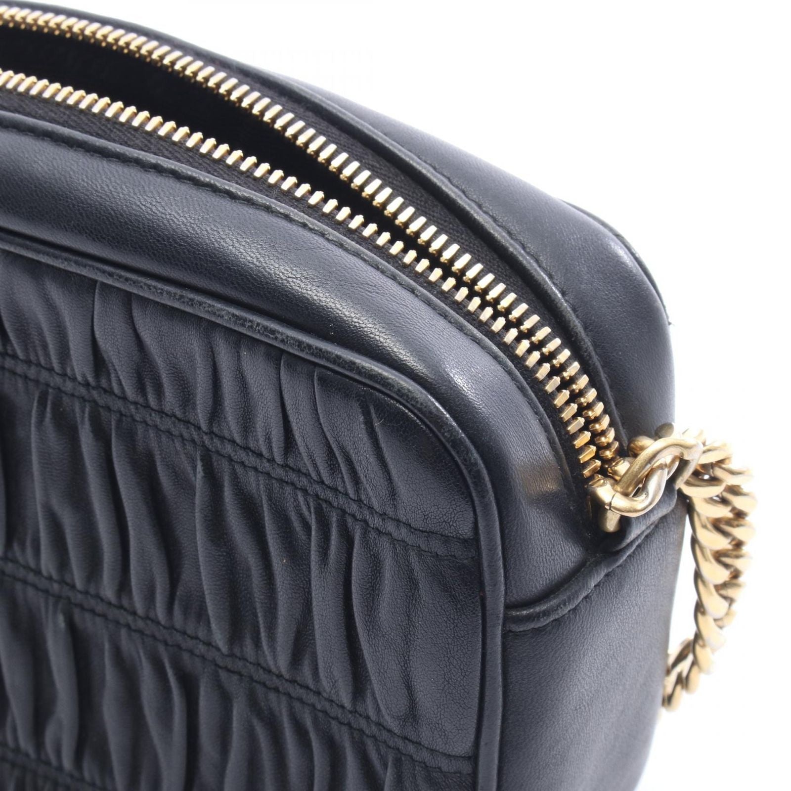 Prada Shoulder Bag Nappa Gaufre Black Leather Full Chain — view 8