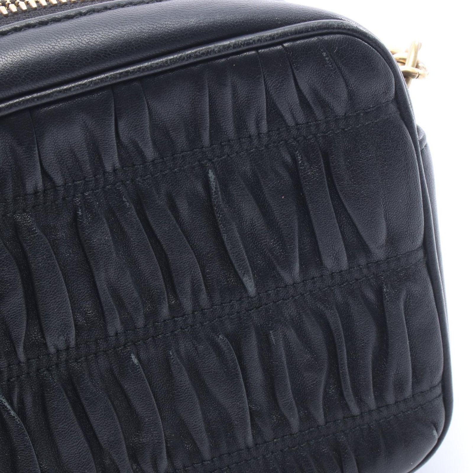 Prada Shoulder Bag Nappa Gaufre Black Leather Full Chain — view 7
