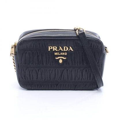 Prada Shoulder Bag Nappa Gaufre Black Leather Full Chain