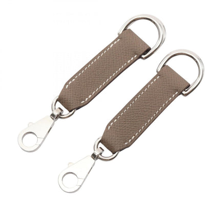 Hermes Charm Attache Soie Etoupe Leather Keychain