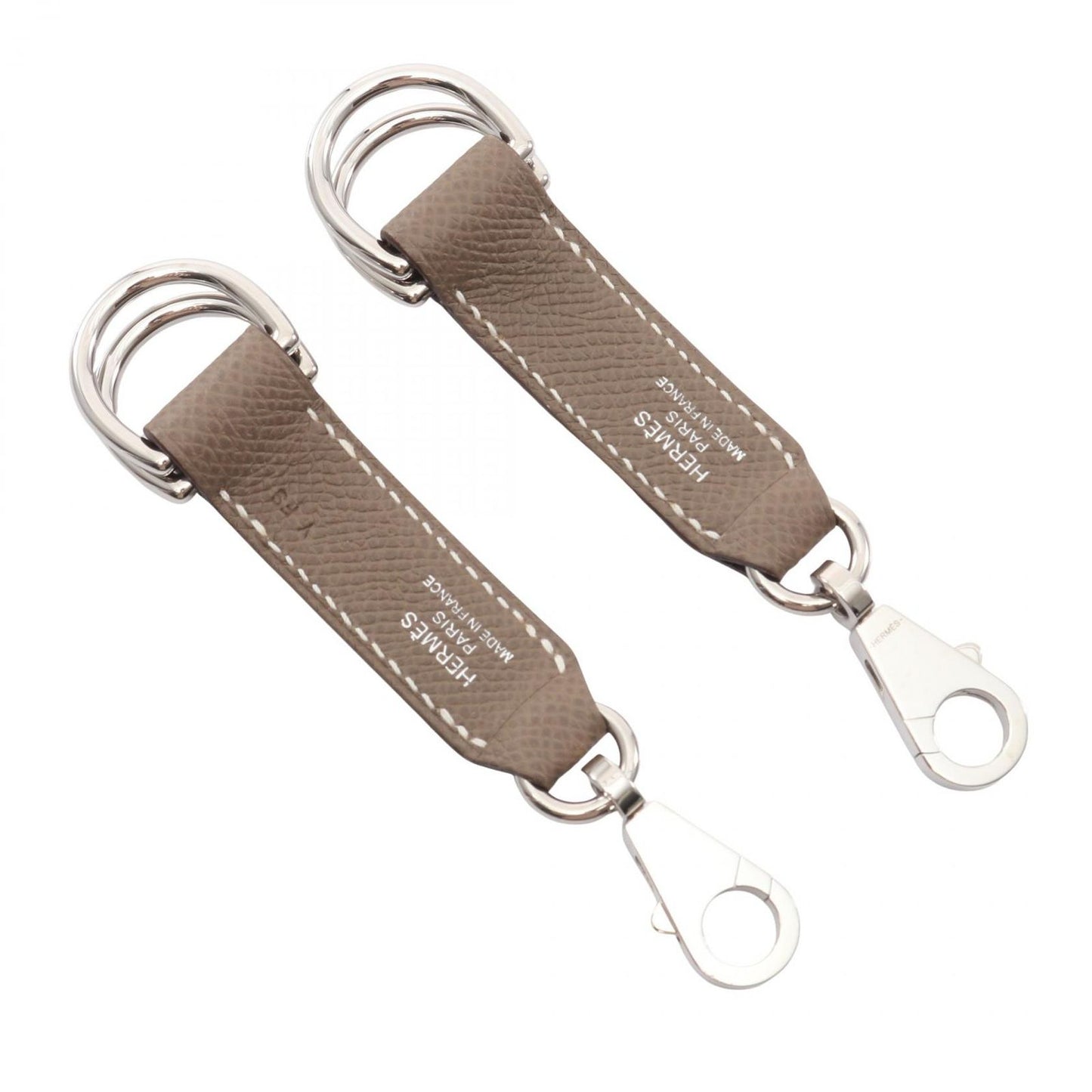 Hermes Charm Attache Soie Etoupe Leather Keychain — view 2