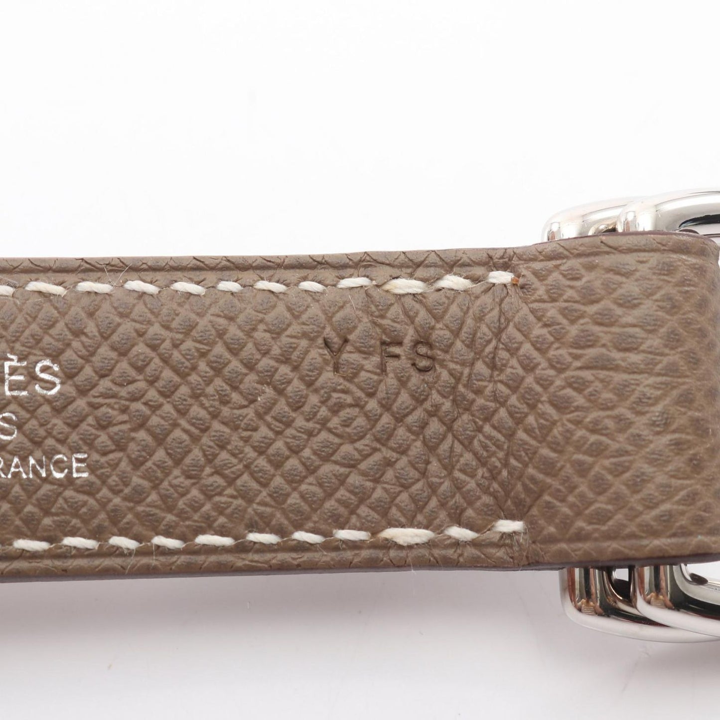 Hermes Charm Attache Soie Etoupe Leather Keychain — view 4