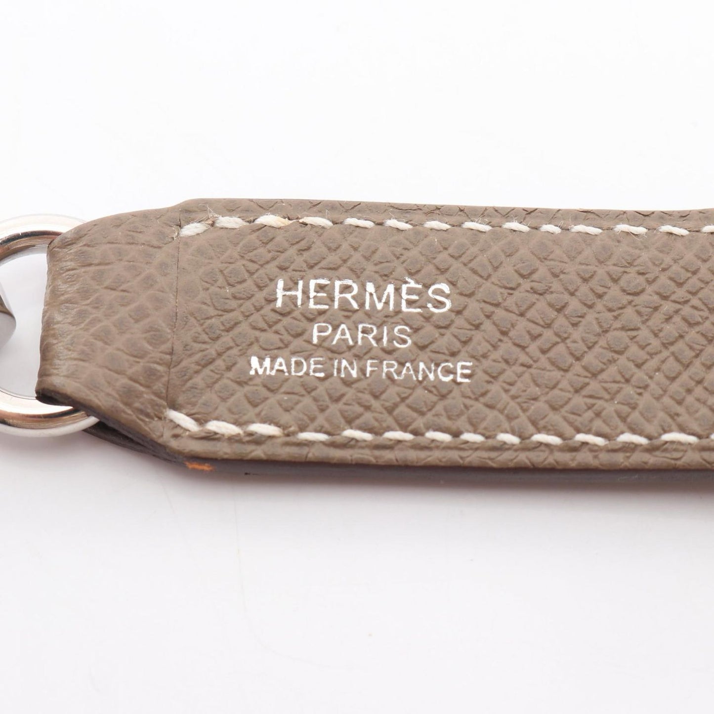 Hermes Charm Attache Soie Etoupe Leather Keychain — view 3