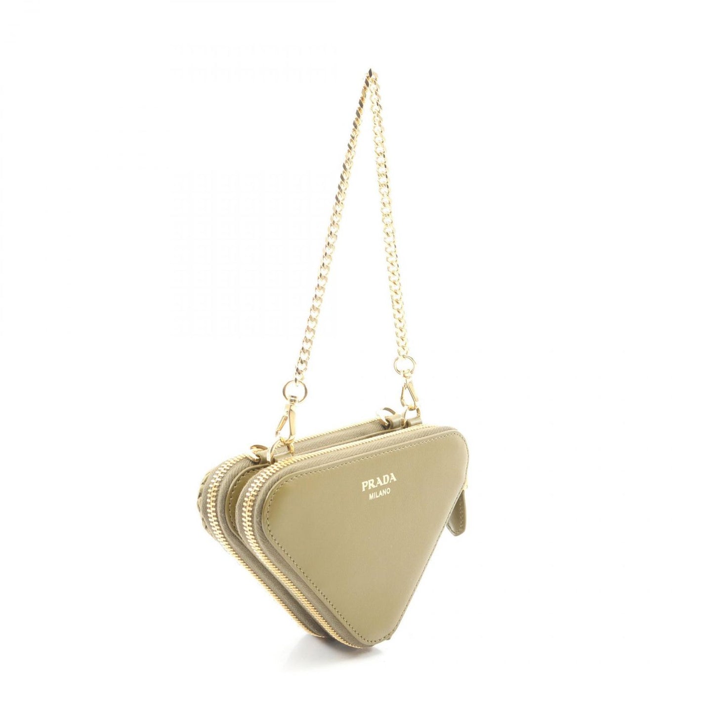 Prada Mini Contenitori 2-Way Olive Leather Triangle Shoulder Bag — view 2