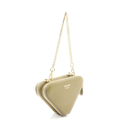 Prada Mini Contenitori 2-Way Olive Leather Triangle Shoulder Bag — view 2