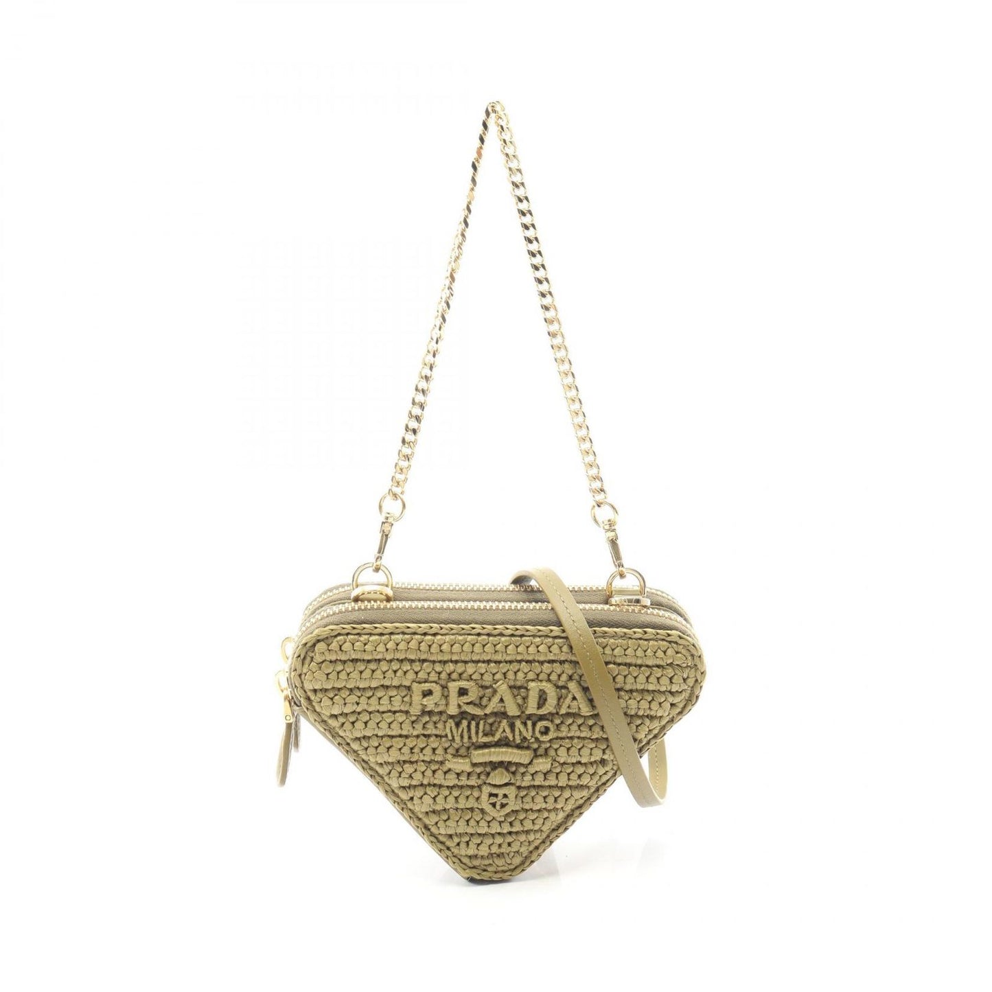 Prada Mini Contenitori 2-Way Olive Leather Triangle Shoulder Bag