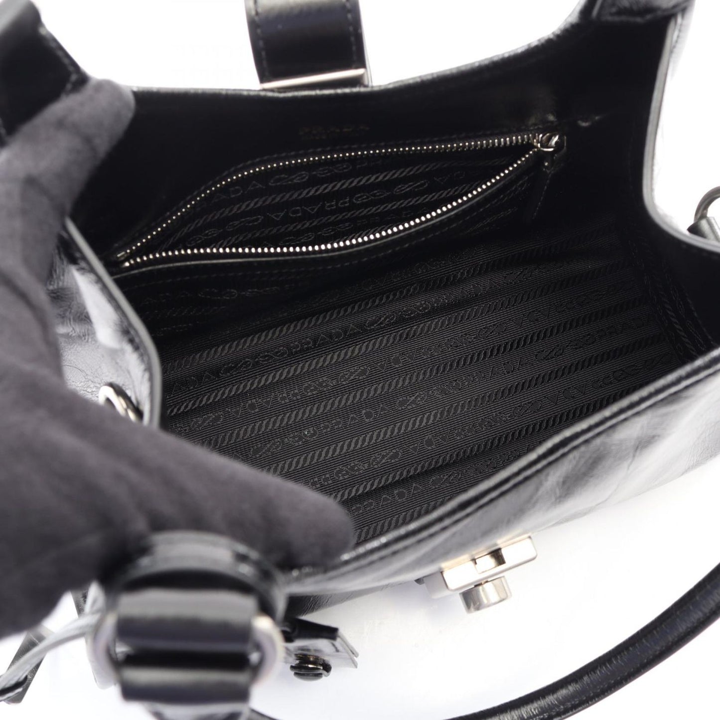 Prada Handbag Soft Lux Black Leather Mini — view 3