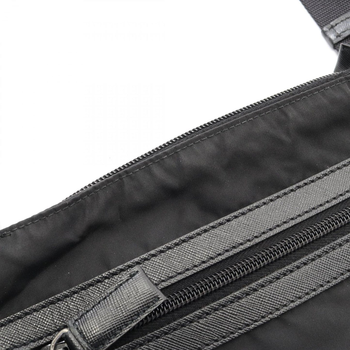 Prada Shoulder Bag Viaggio Black Nylon Saffiano Leather Triangle Logo — view 7