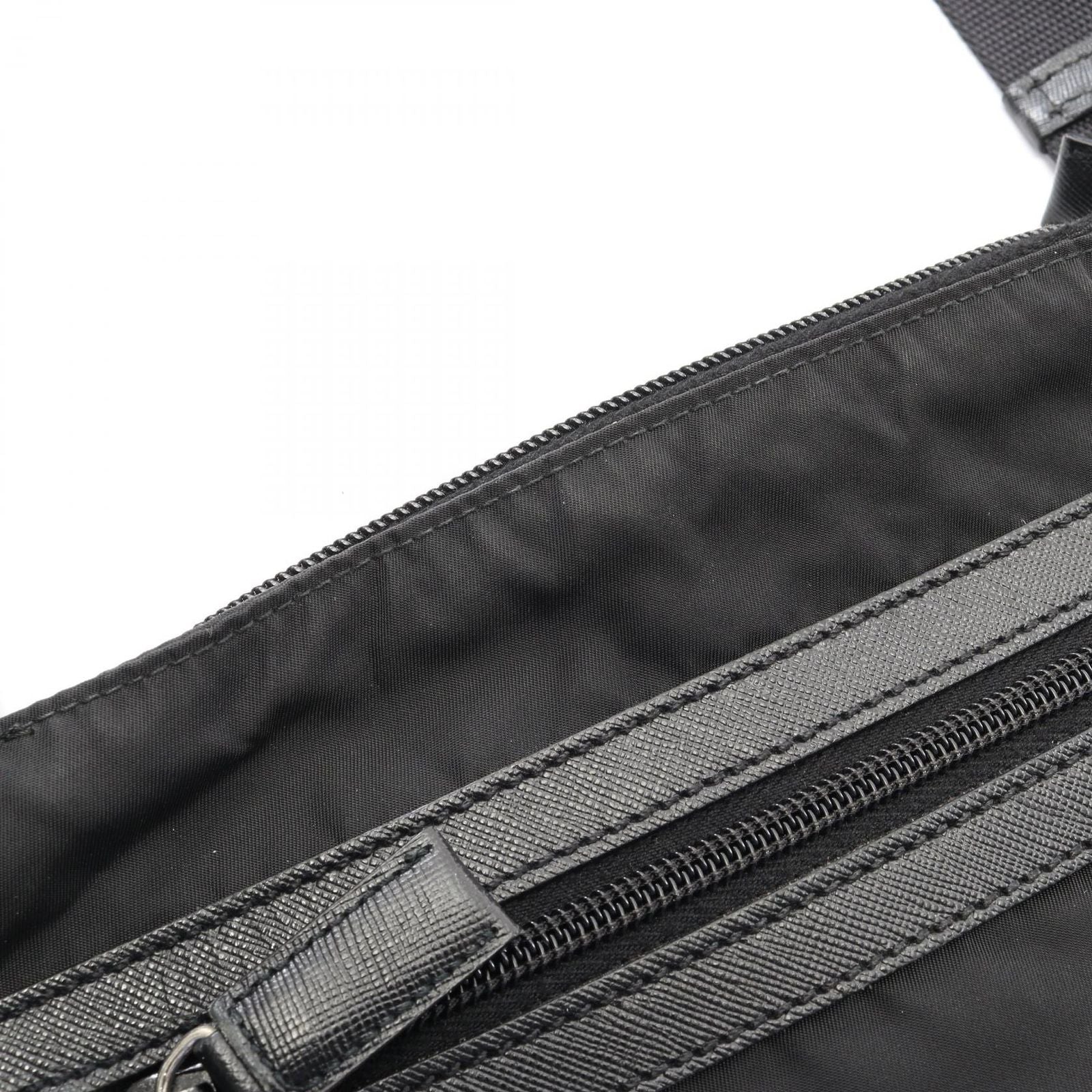 Prada Shoulder Bag Viaggio Black Nylon Saffiano Leather Triangle Logo — view 7