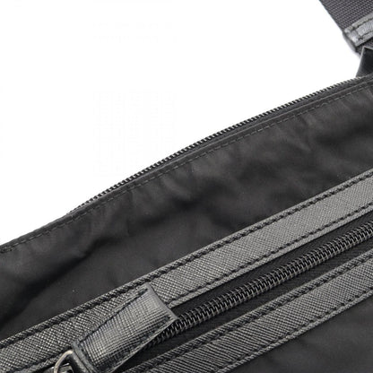Prada Shoulder Bag Viaggio Black Nylon Saffiano Leather Triangle Logo — view 7
