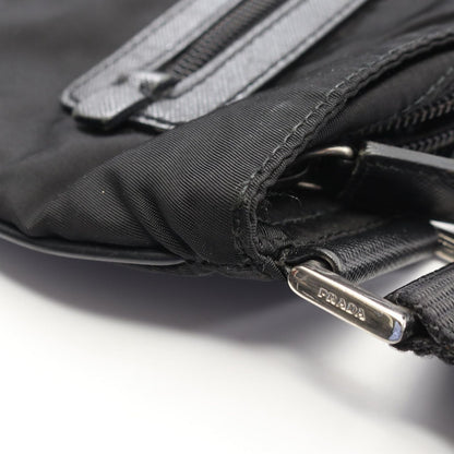 Prada Shoulder Bag Viaggio Black Nylon Saffiano Leather Triangle Logo — view 9