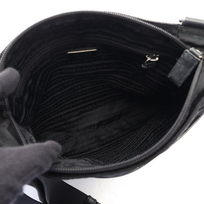 Prada Shoulder Bag Viaggio Black Nylon Saffiano Leather Triangle Logo — view 3