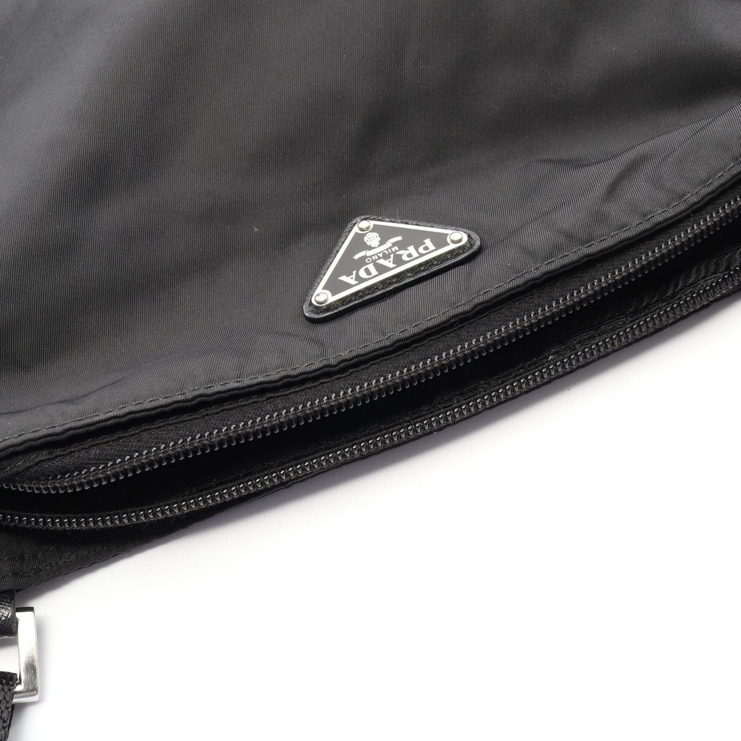Prada Shoulder Bag Viaggio Black Nylon Saffiano Leather Triangle Logo — view 5