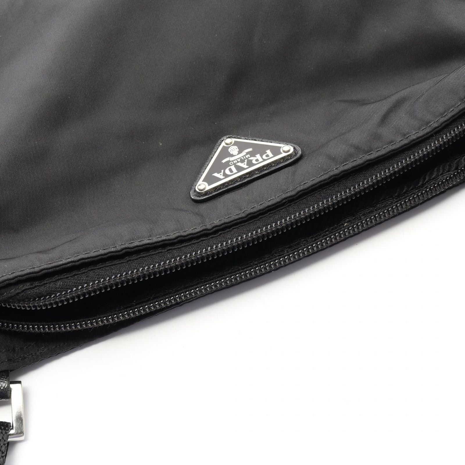 Prada Shoulder Bag Viaggio Black Nylon Saffiano Leather Triangle Logo — view 5
