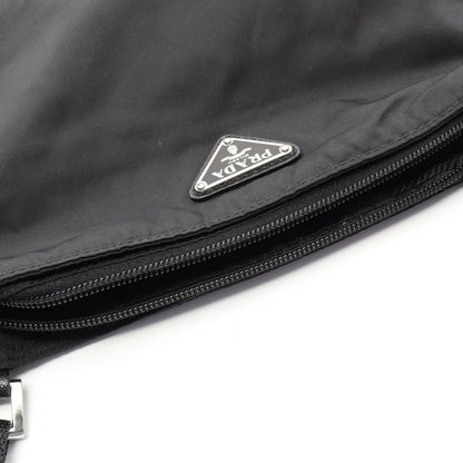 Prada Shoulder Bag Viaggio Black Nylon Saffiano Leather Triangle Logo — view 5