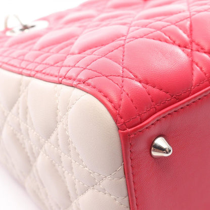 Dior Handbag Lady Dior Cannage 2-Way Magenta Light Gray Leather — view 5