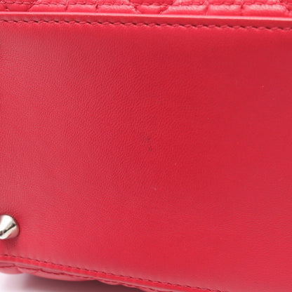 Dior Handbag Lady Dior Cannage 2-Way Magenta Light Gray Leather — view 6