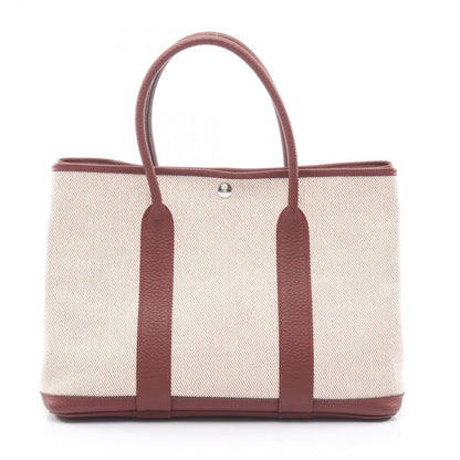 Hermes Tote Garden Party PM Ecru Rouge Ash Canvas Leather