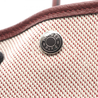 Hermes Tote Garden Party PM Ecru Rouge Ash Canvas Leather — view 8