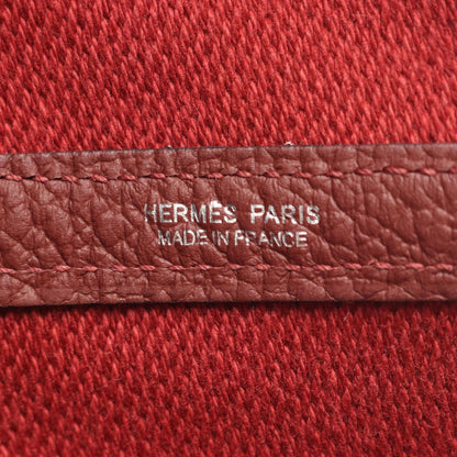 Hermes Tote Garden Party PM Ecru Rouge Ash Canvas Leather — view 4