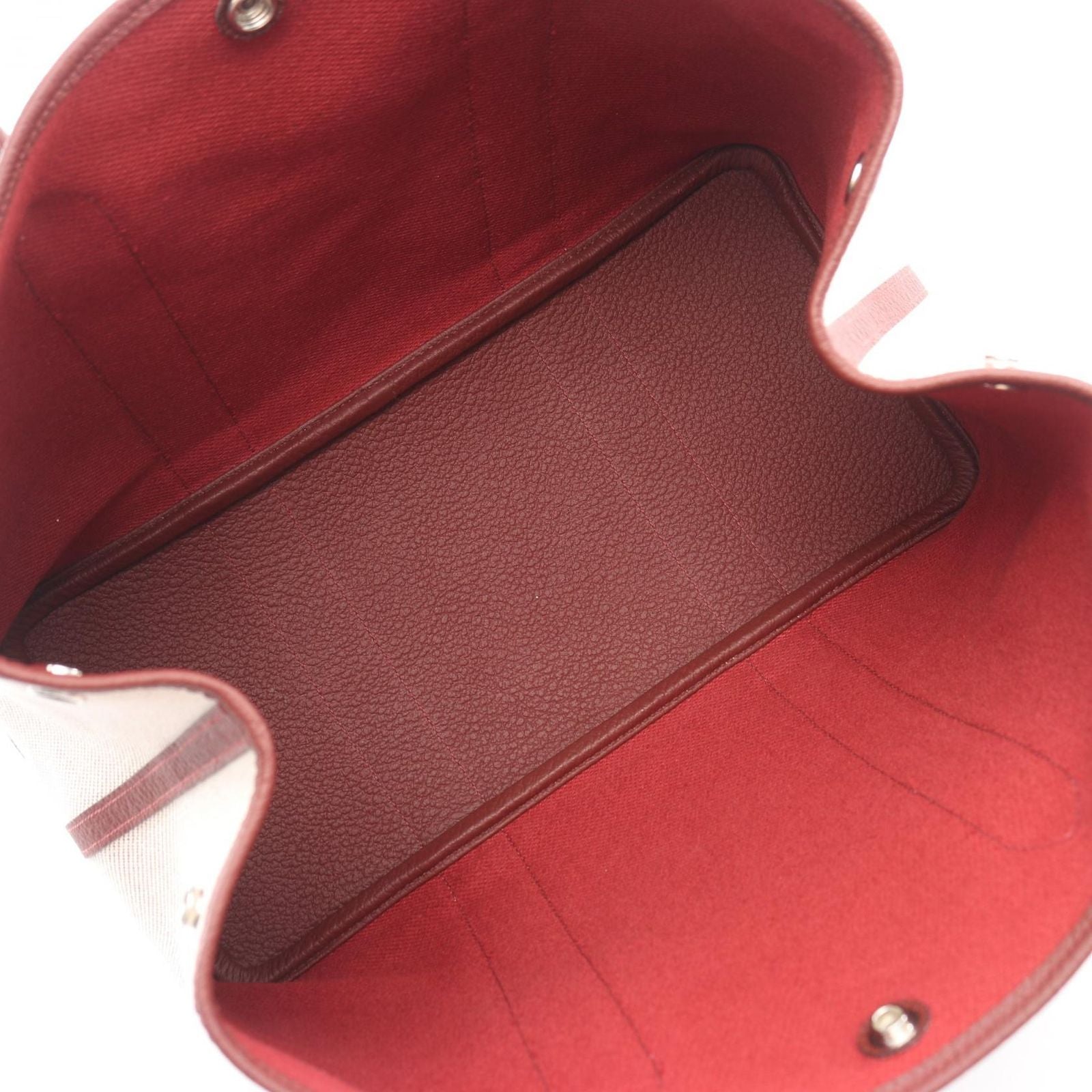 Hermes Tote Garden Party PM Ecru Rouge Ash Canvas Leather — view 3